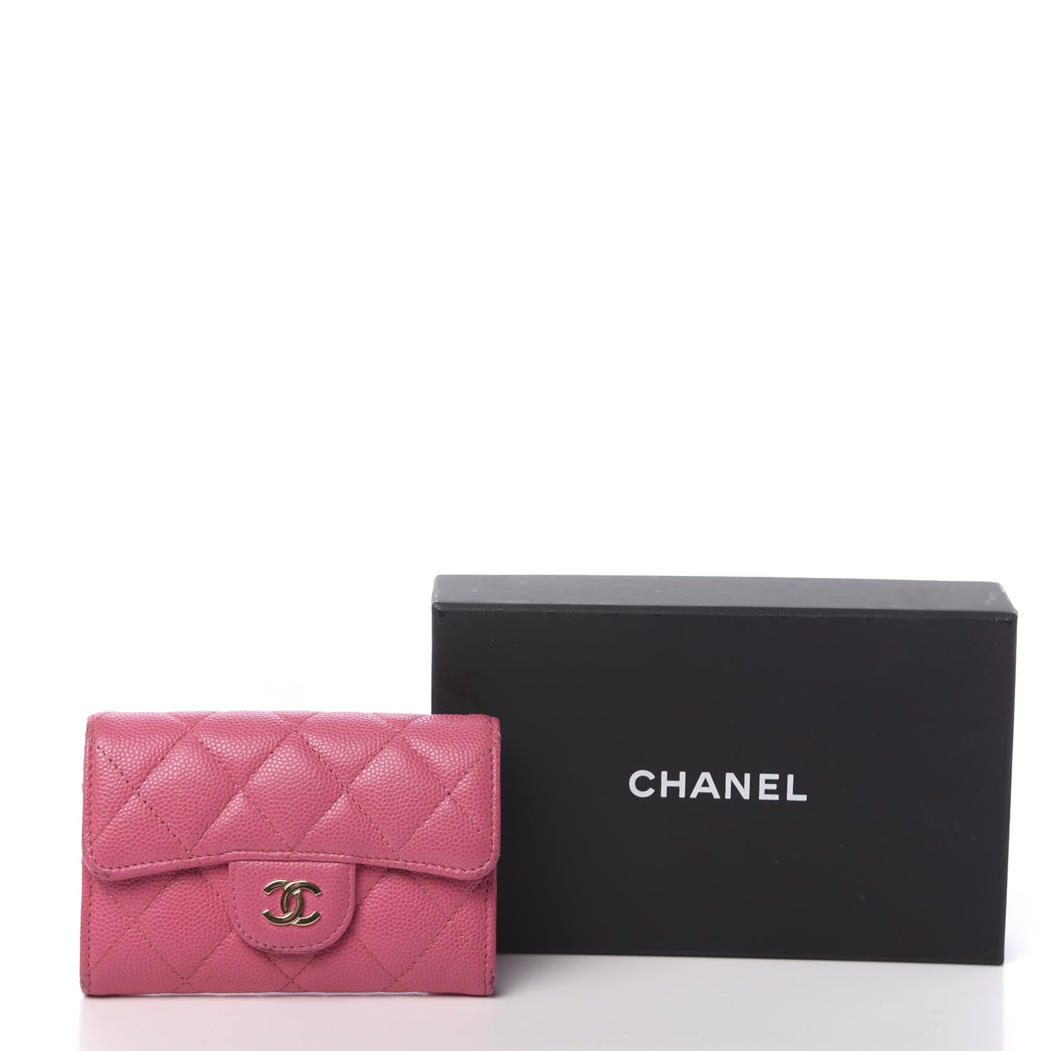 Chanel Caviar Quilted Card Flap Holder Pink 14 of 14