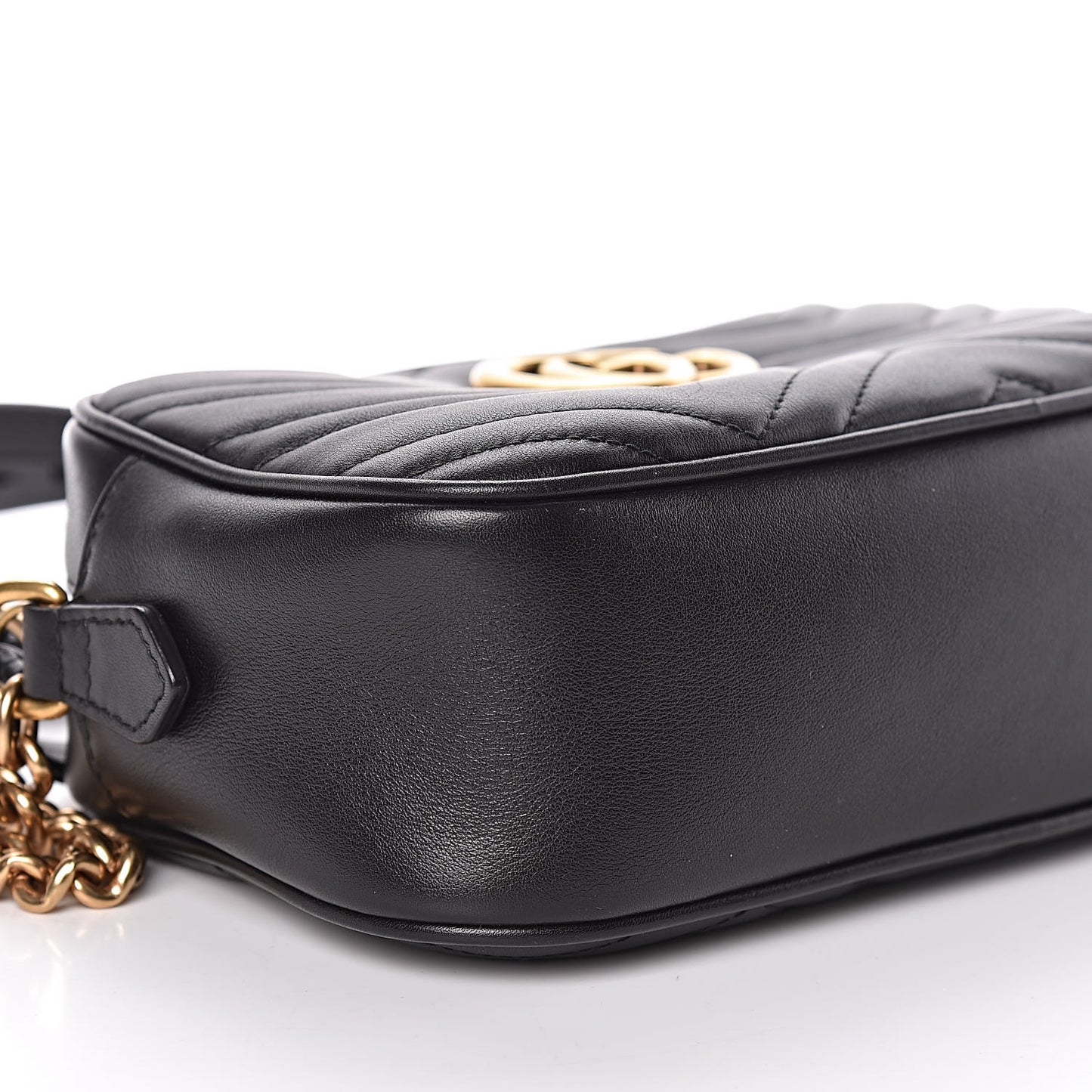 Calfskin Matelasse Small GG Marmont Chain Shoulder Bag Black