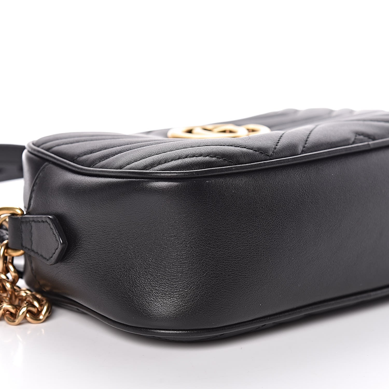 Gucci Calfskin Matelasse Small GG Marmont Chain Shoulder Bag Black 8 of 10