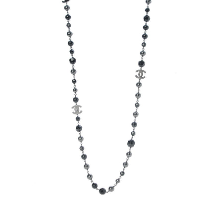 Chanel Ruthenium Beaded CC Long Necklace Black 1 of 4