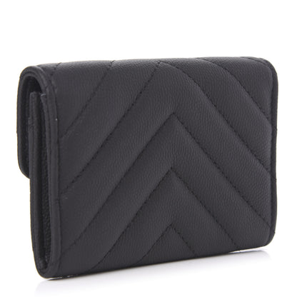 Chanel Matte Caviar Chevron Quilted Flap Card Holder Black 3 of 12