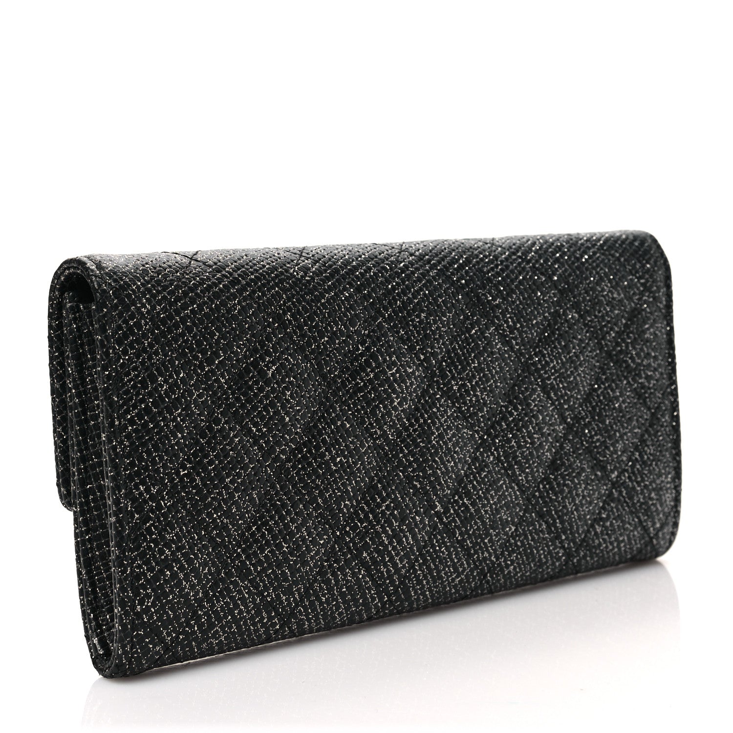 Chanel Metallic Calfskin Quilted Large Gusset Flap Wallet Dark Grey 3 of 7