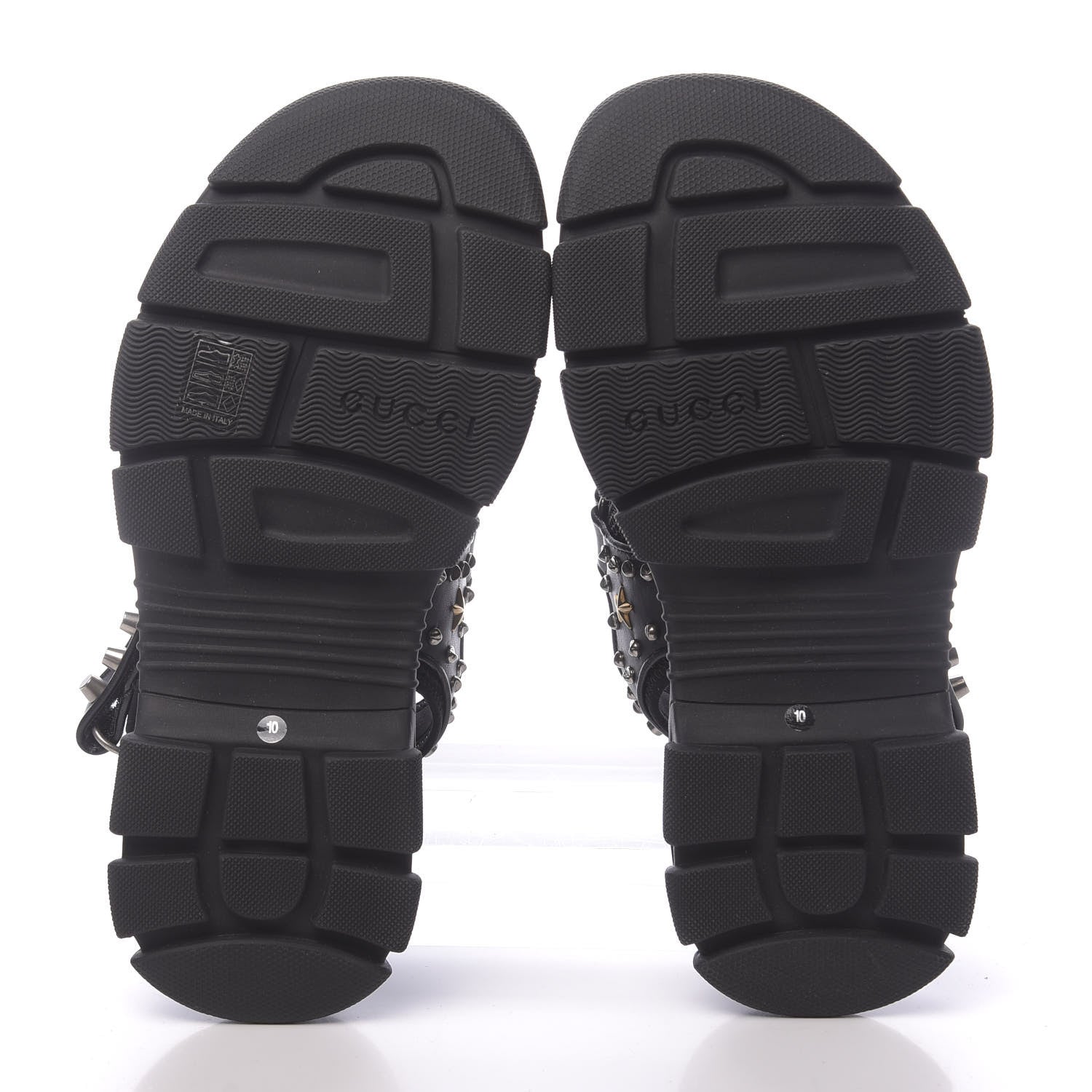 Gucci Nappa Mesh Studded Mens Aguru Sandals 10 Black 5 of 10