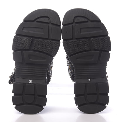 Gucci Nappa Mesh Studded Mens Aguru Sandals 10 Black 5 of 10