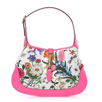 Gucci Canvas Flora Medium Jackie Hobo Fuchsia 1 of 9