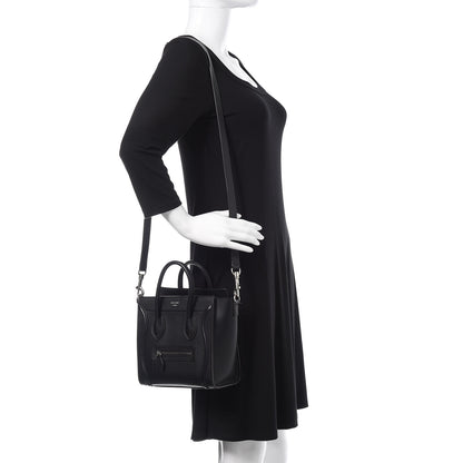 Celine Drummed Calfskin Nano Luggage Black 2 of 9