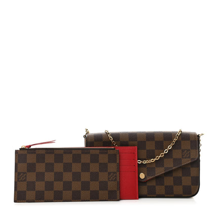 Louis Vuitton Damier Ebene Pochette Felicie Chain Wallet 1 of 10