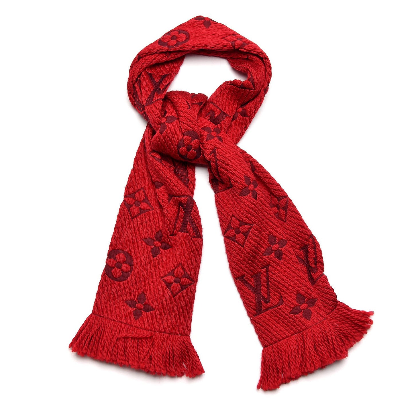 Wool Silk Logomania Scarf Rubis