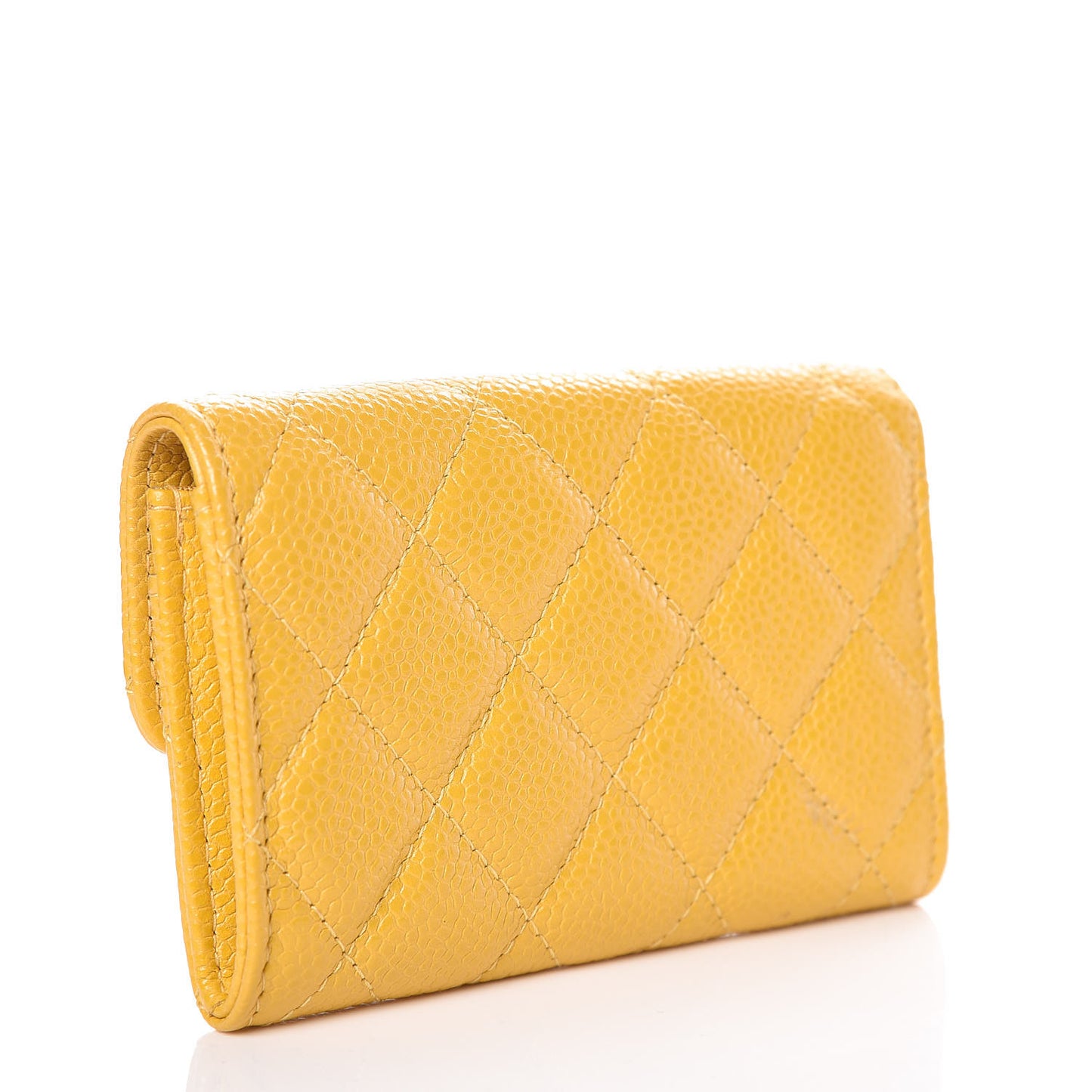 Caviar Quilted Flap Card Holder Yellow