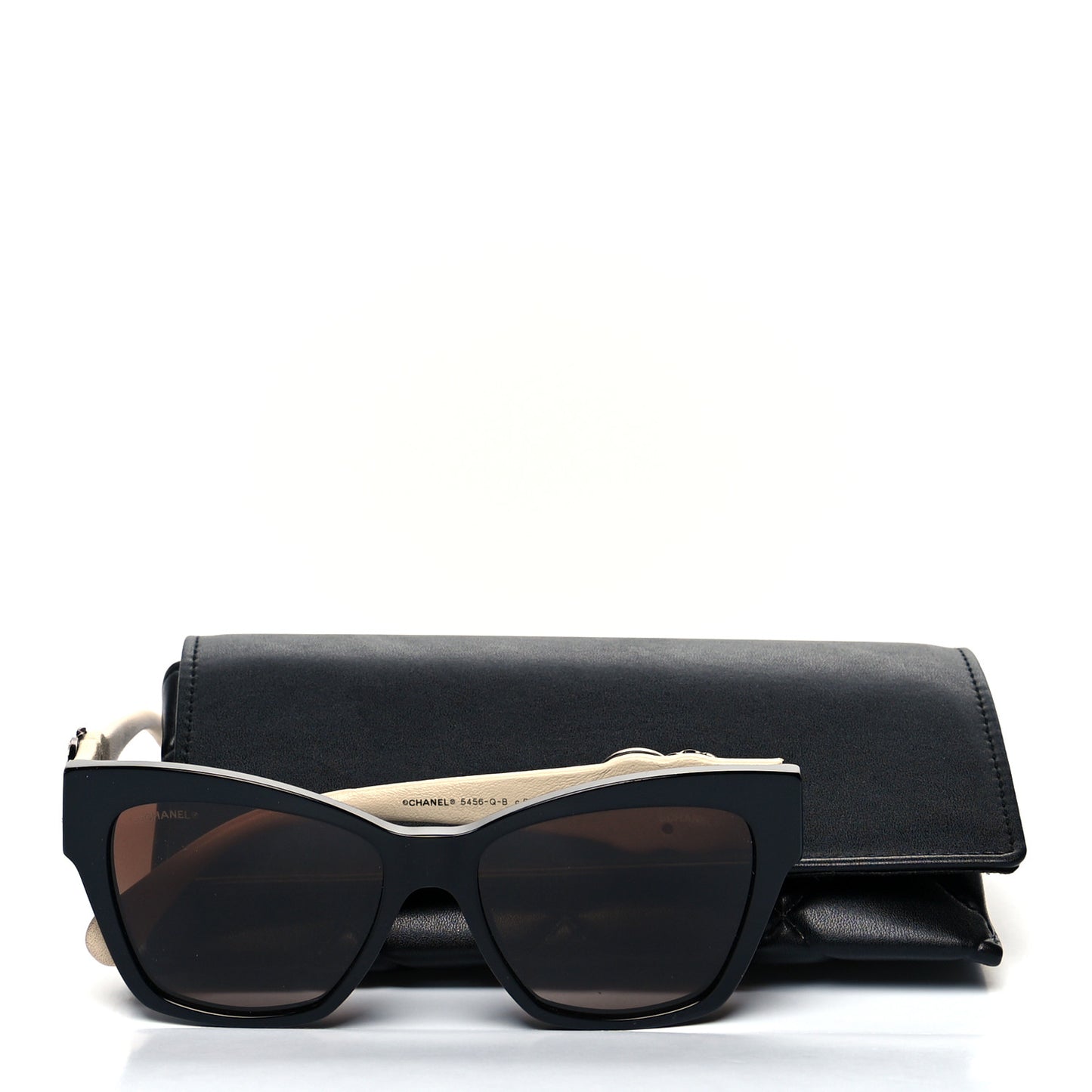 Acetate Square Cat Eye CC Sunglasses 5456 White