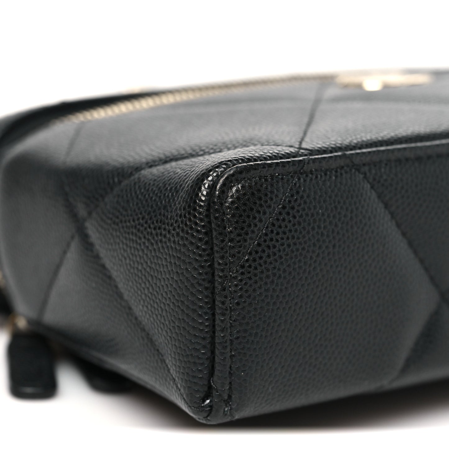 Caviar Quilted Top Handle Slim Vanity With Chain Black