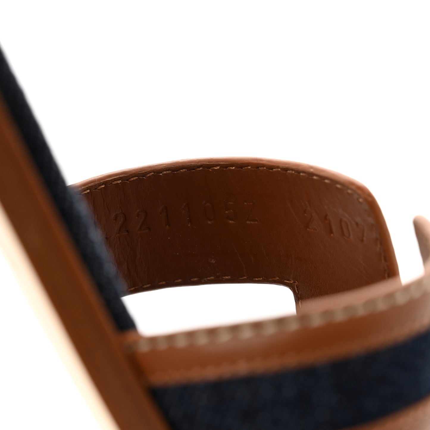 Calfskin Denim Oran Sandals 38 Bleu Brut Gold