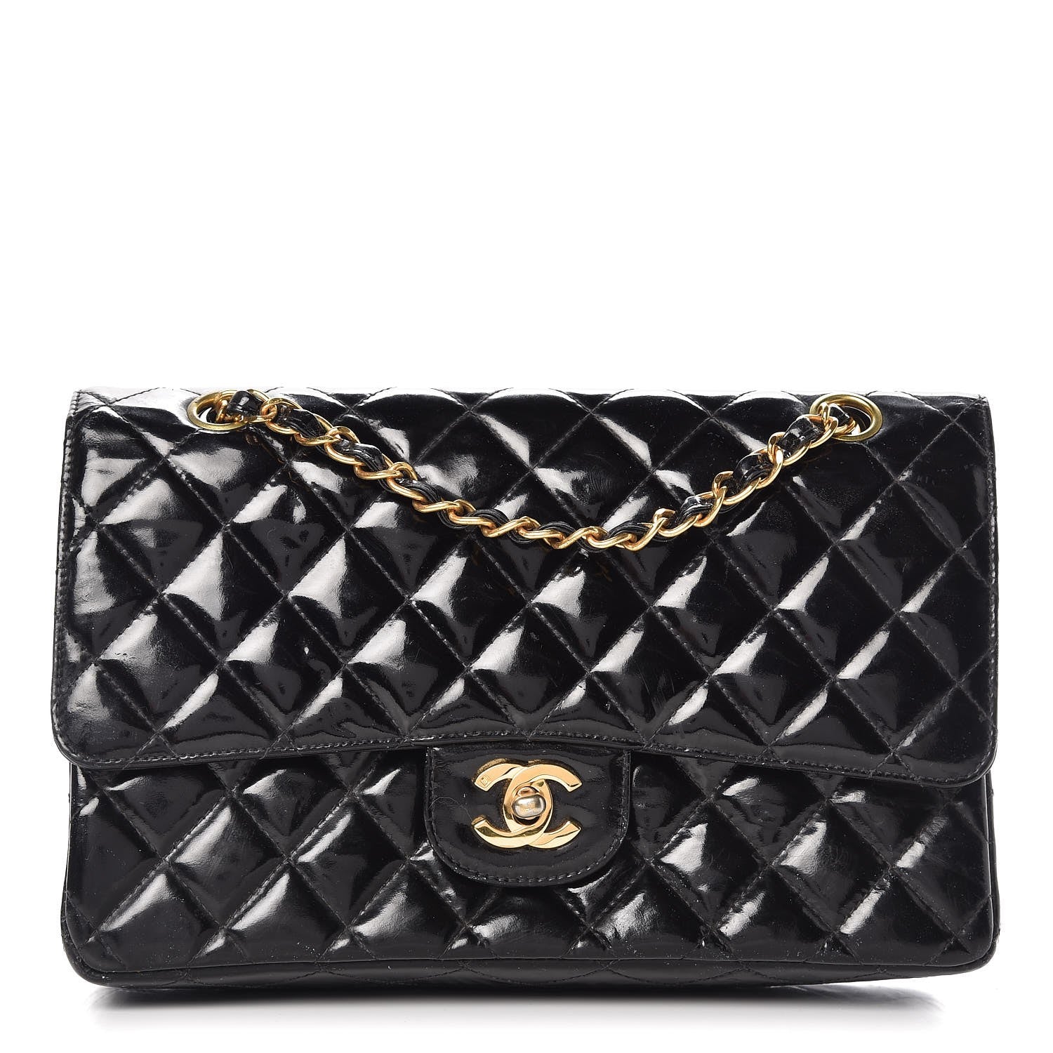 Chanel Patent Quilted Medium Double Flap Black 1 of 18