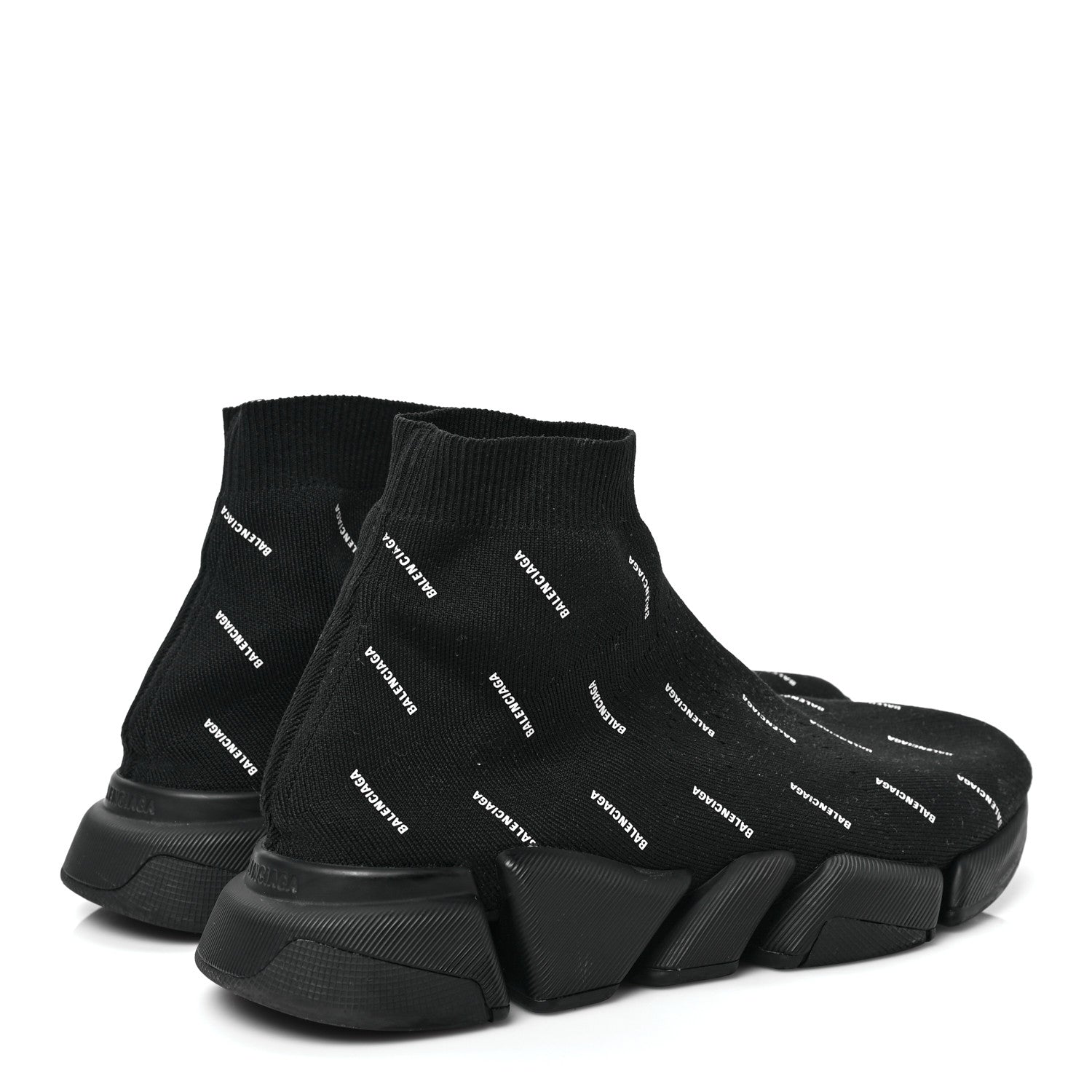 Balenciaga Neoprene Knit Allover Logo Bi-Color Sole Mens Speed Sneakers 43 Black White 4 of 7