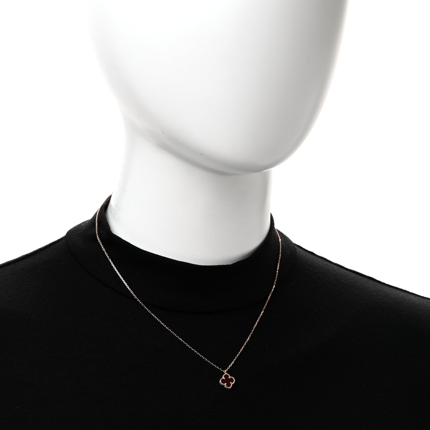 18K Rose Gold Carnelian Sweet Alhambra Pendant Necklace