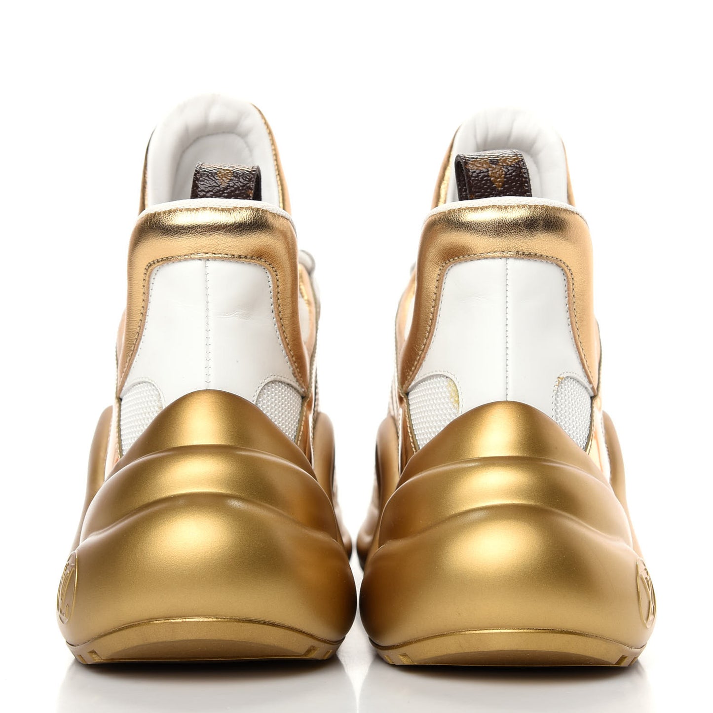 Metallic Calfskin Technical Nylon LV Archlight Sneakers 38 White Gold