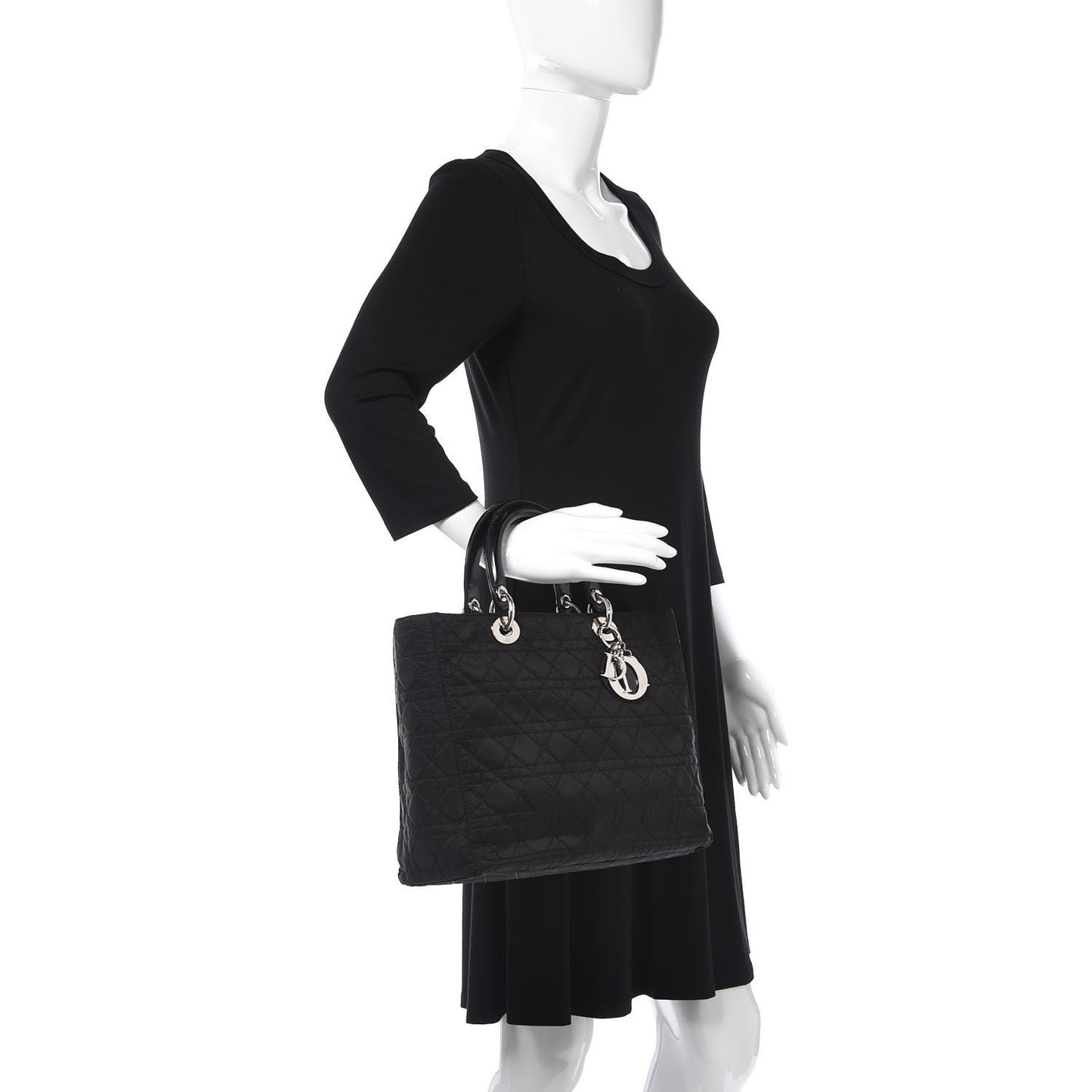 Nylon Cannage Large Lady Dior Black