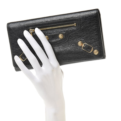 Balenciaga Agneau Giant 12 Gold Hardware Money Wallet Black 2 of 11