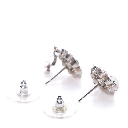 Chanel Crystal CC Camellia Drop Earrings Silver 3 of 5