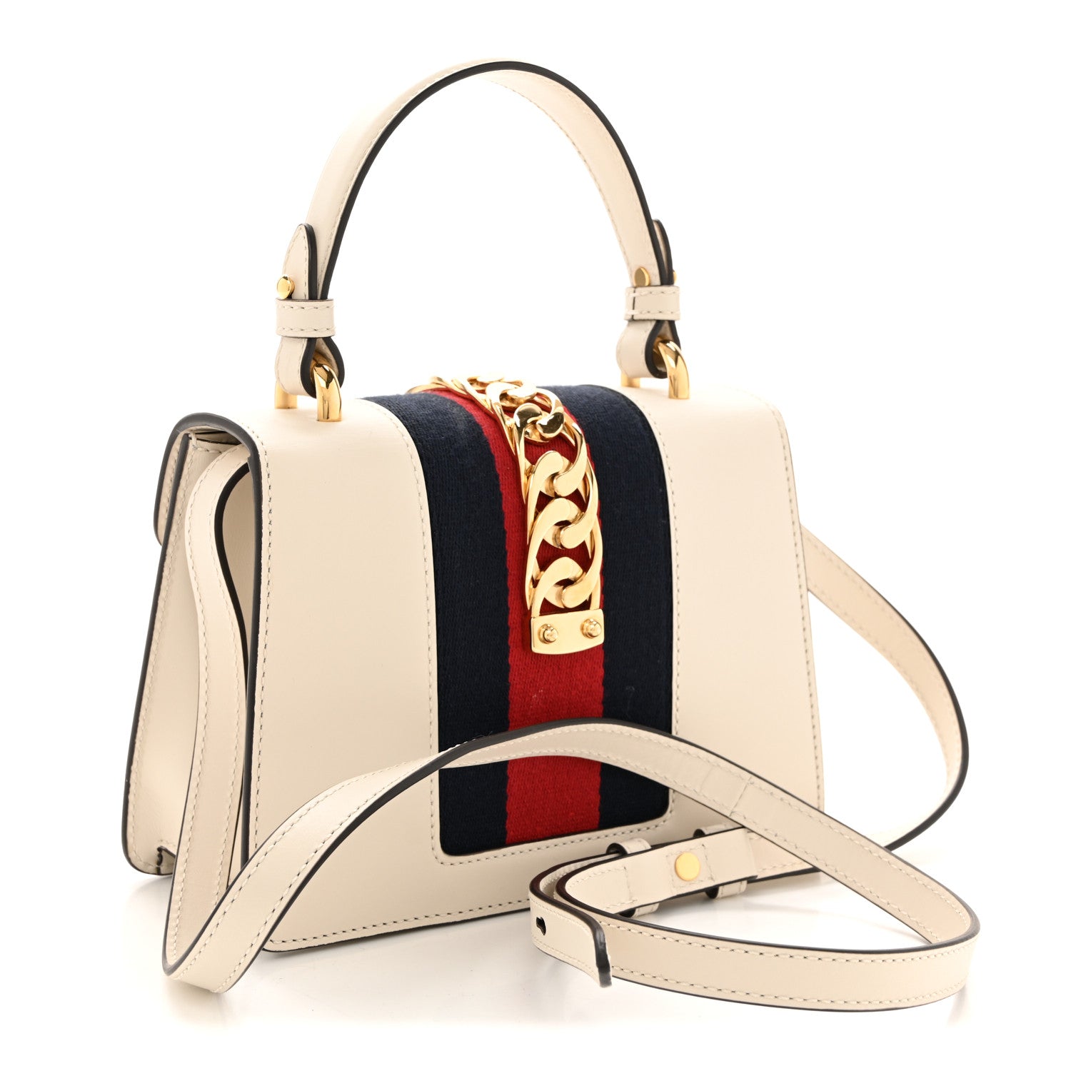 Gucci Calfskin Mini Sylvie Top Handle Bag White 3 of 13
