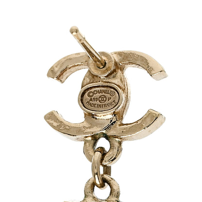 Chanel Enamel Pearl CC Cha-Nel Drop Earrings Gold 4 of 5