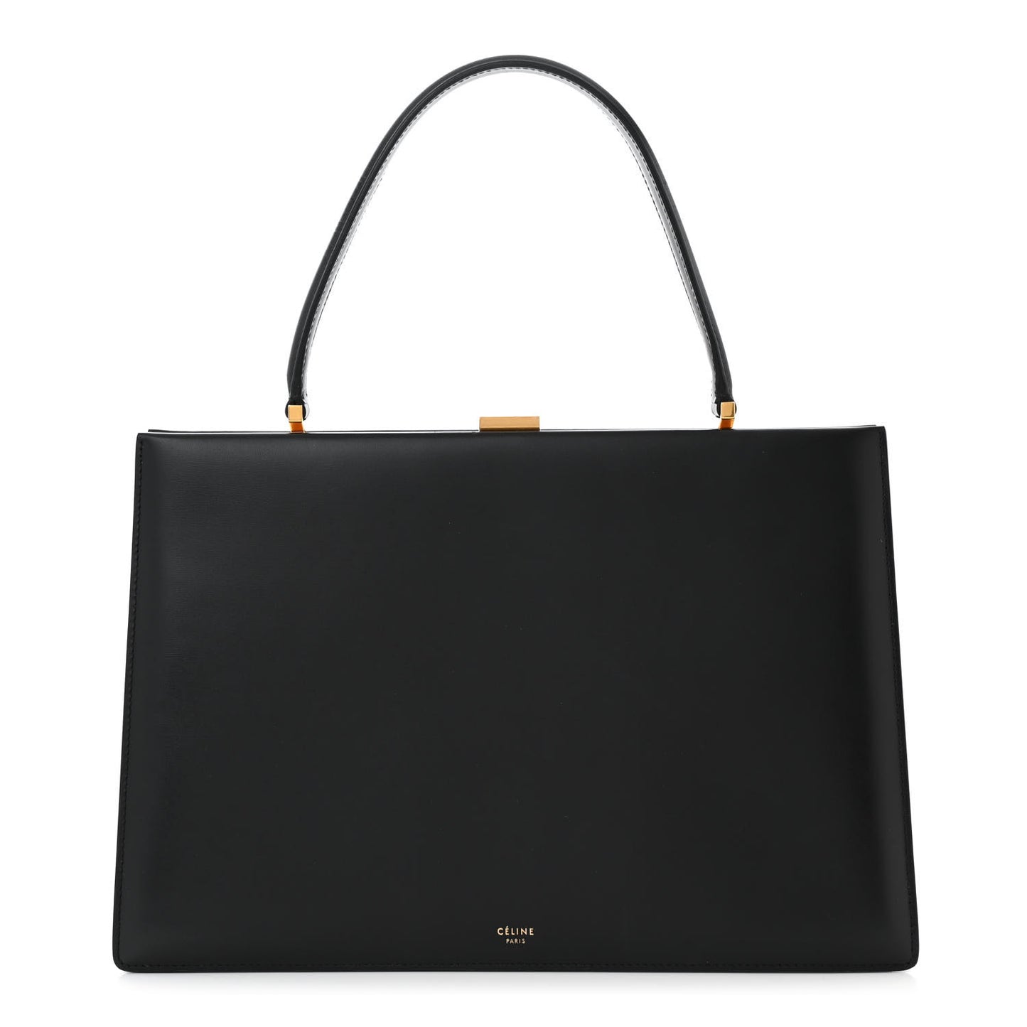 Box Calfskin Medium Clasp Bag Black