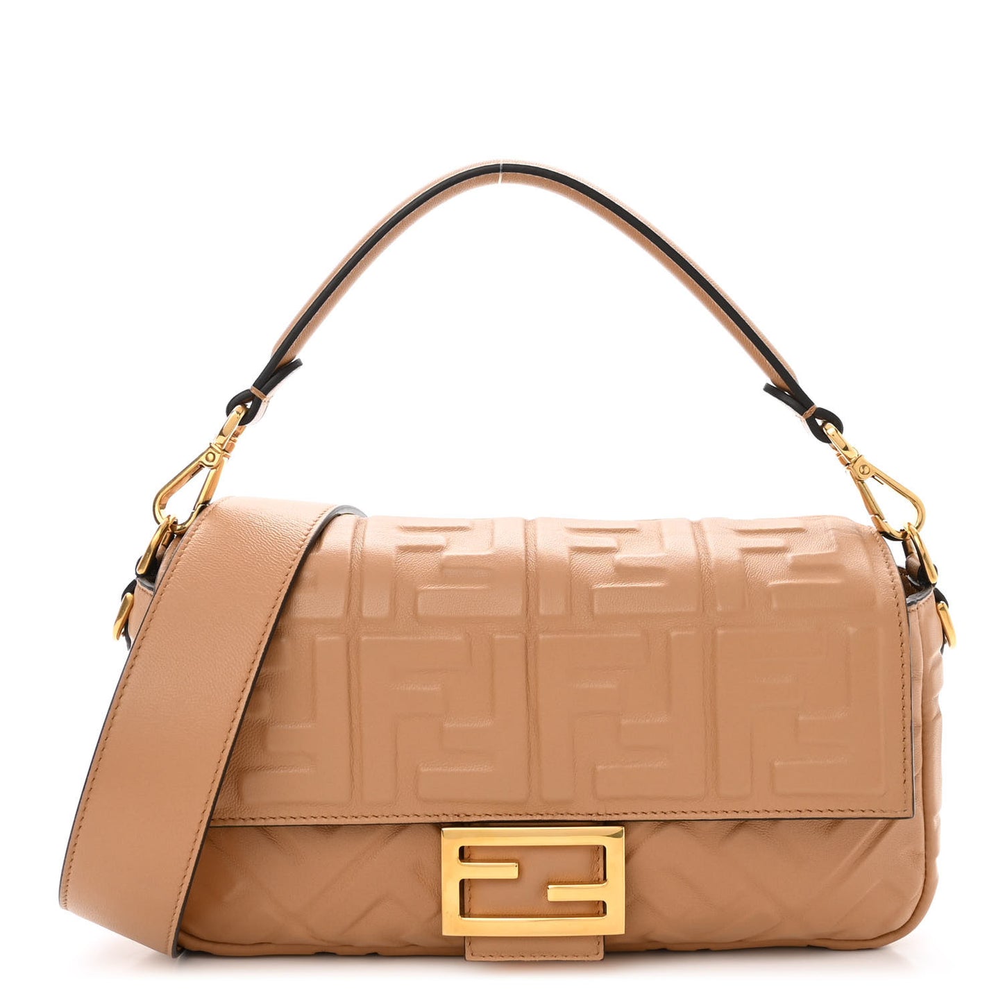 Nappa FF 1974 Embossed Baguette Miele Scuro