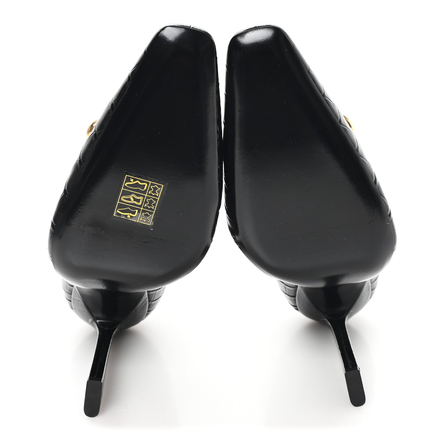 Saint Laurent Calfskin Crocodile Embossed Silvana 110mm Pumps 36.5 Black 6 of 10