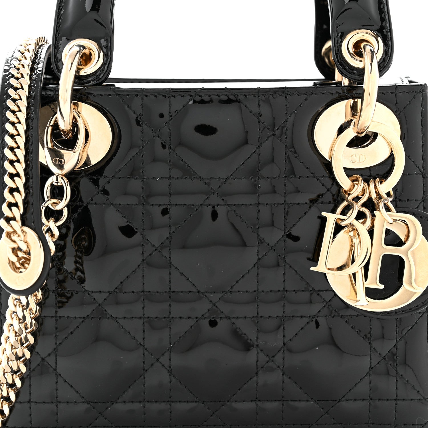 Christian Dior Patent Cannage Mini Lady Dior Black 7 of 9
