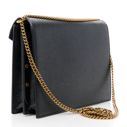Saint Laurent Grain De Poudre Monogram Cassandra Clasp Bag Black 3 of 11
