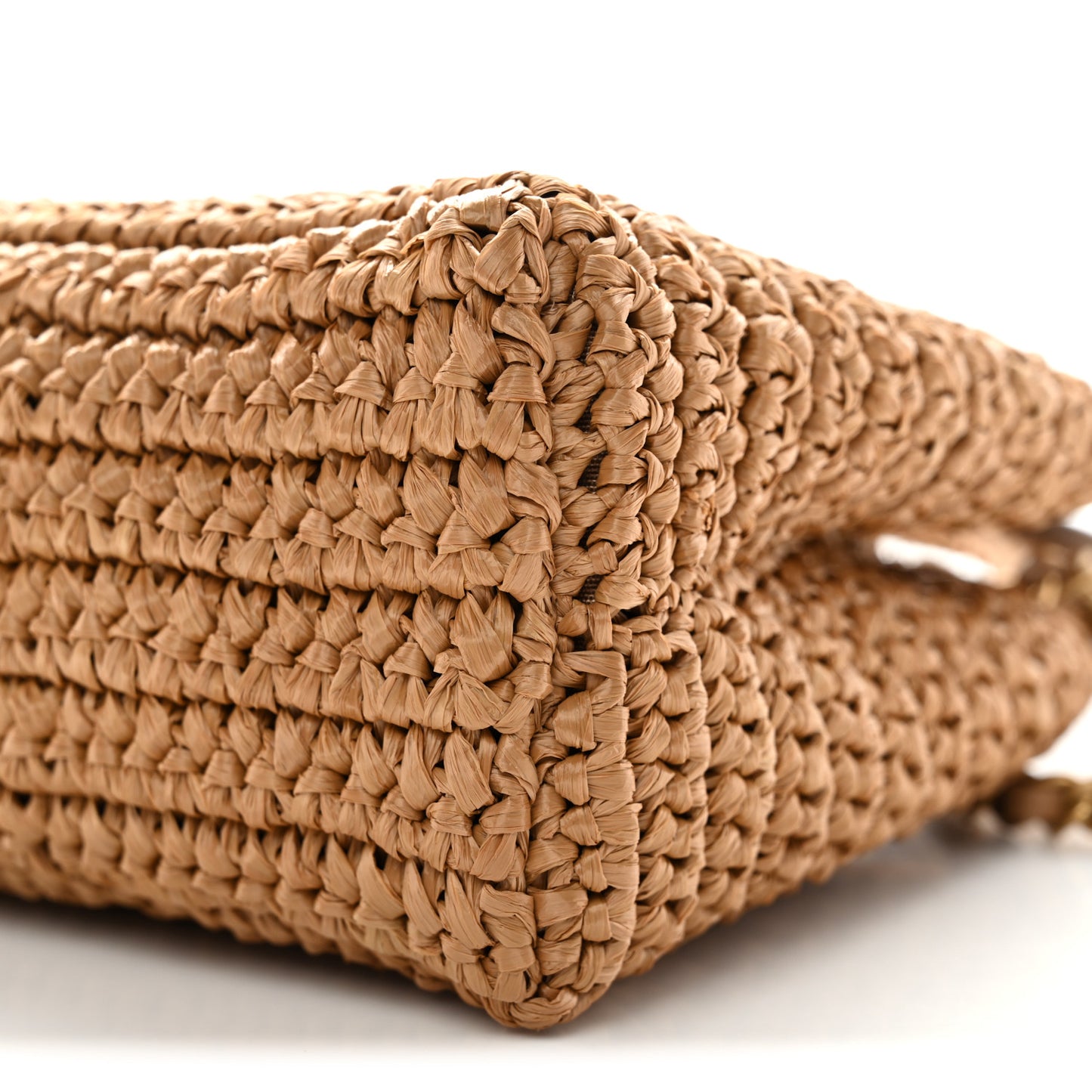 Braided Raffia Nano Kelly Flap Bag Dark Beige