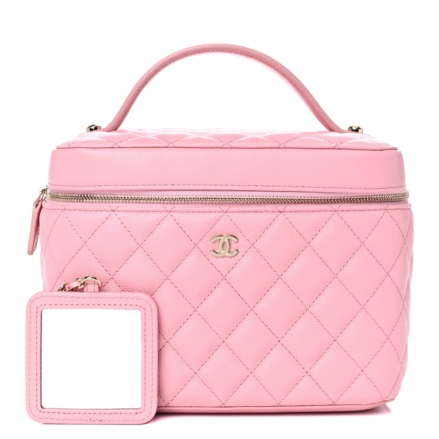 Caviar Quilted Large Vanity Pouch Pink