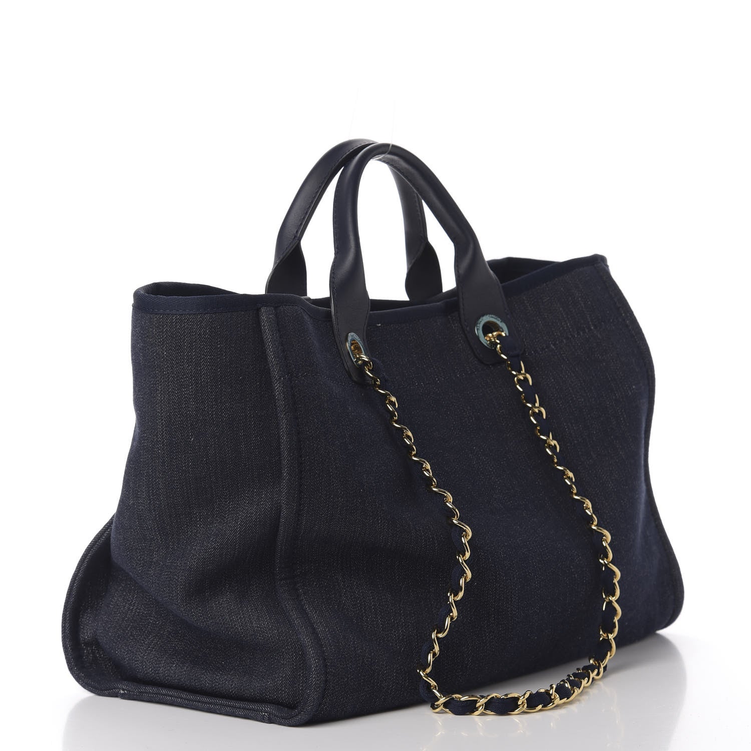 Chanel Denim Medium Deauville Tote Dark Blue 4 of 11