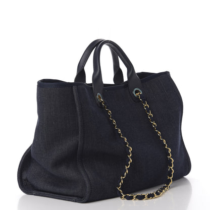 Chanel Denim Medium Deauville Tote Dark Blue 4 of 11