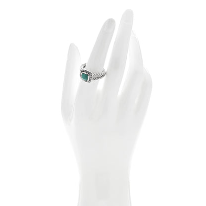 David Yurman Sterling Silver Diamond Turquoise 7mm Petite Albion Ring 55 7.25 2 of 5