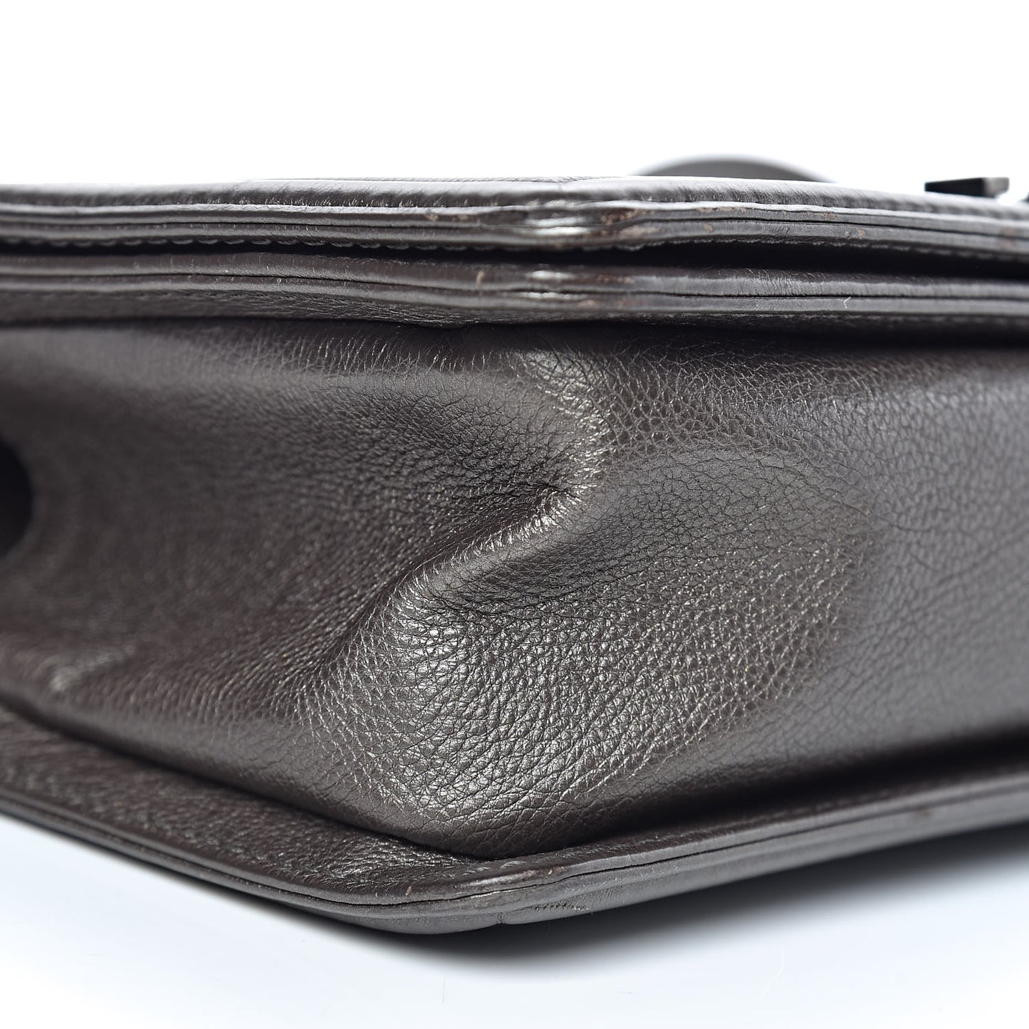 Metallic Calfskin Quilted Medium Boy Flap Dark Silver