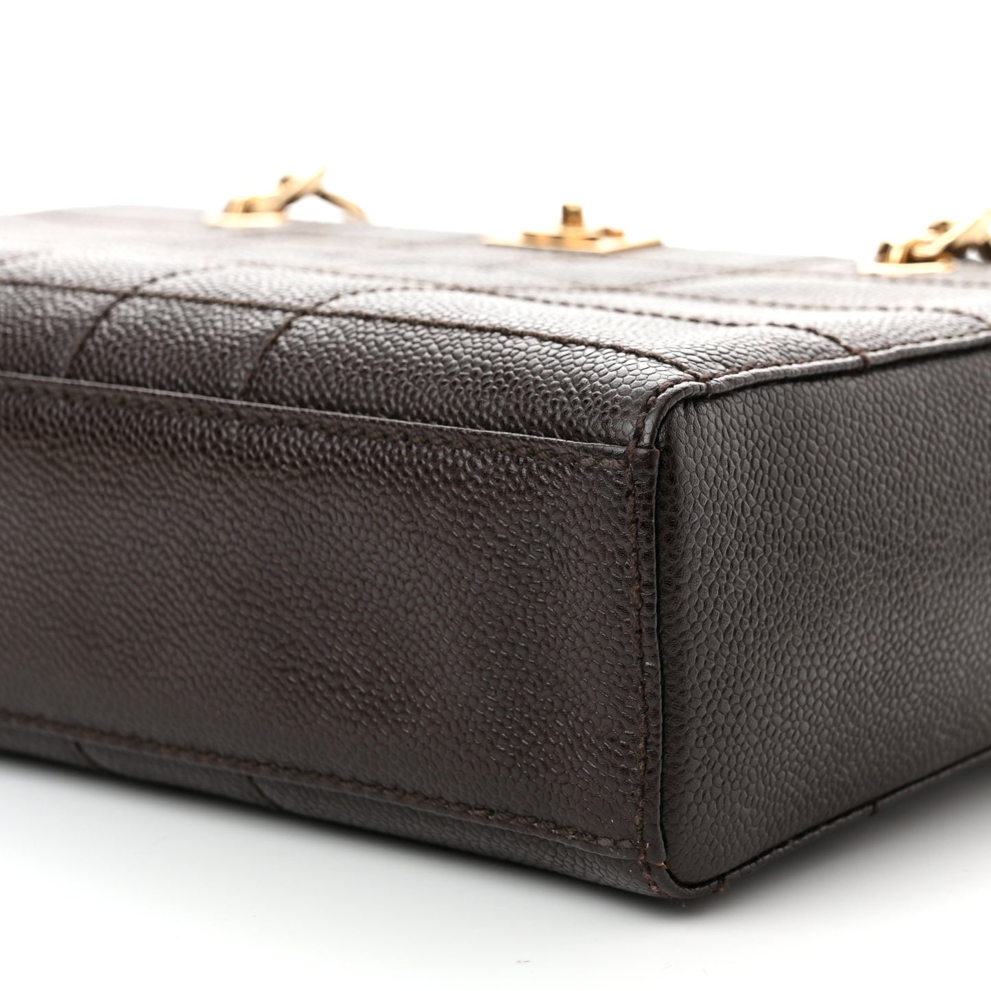 Caviar Chocolate Bar Quilted Shoulder Bag Dark Brown