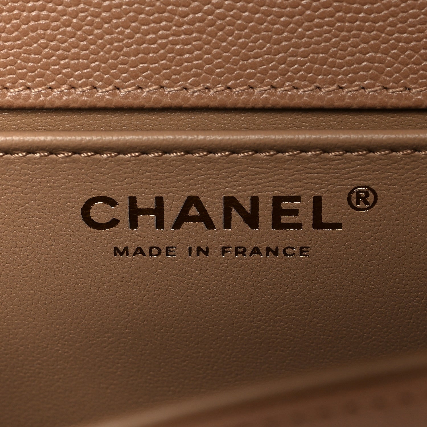 Chanel Caviar Chevron Quilted Medium Boy Flap Dark Beige 6 of 8