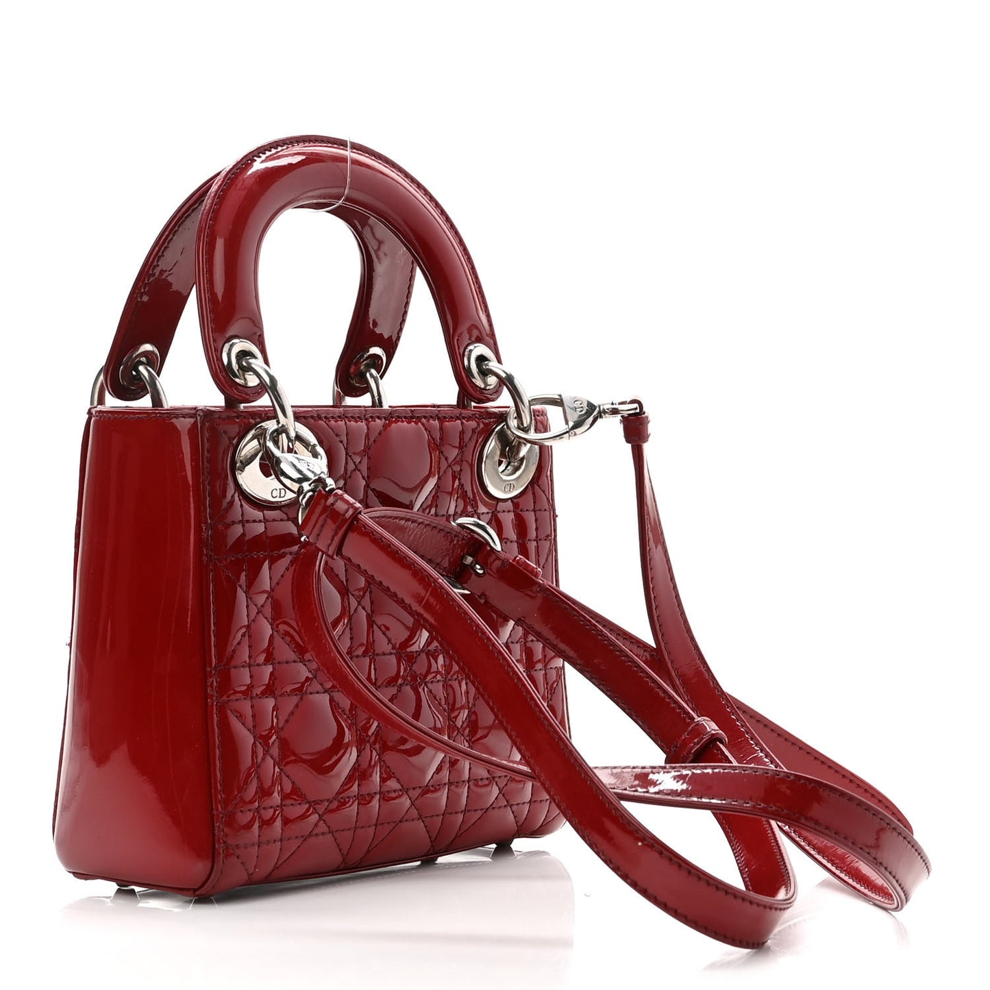 Patent Cannage Mini Lady Dior Red