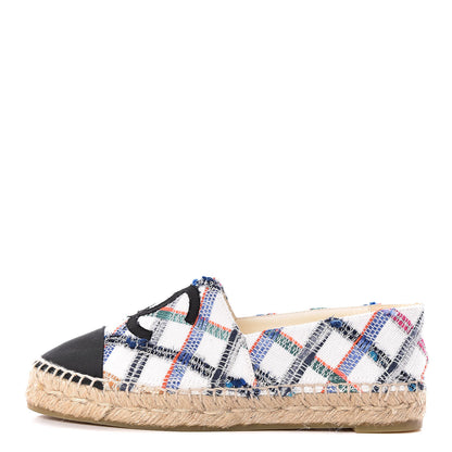 Chanel Tweed Grosgrain CC Espadrilles 36 White Blue Pink Green Black 1 of 11