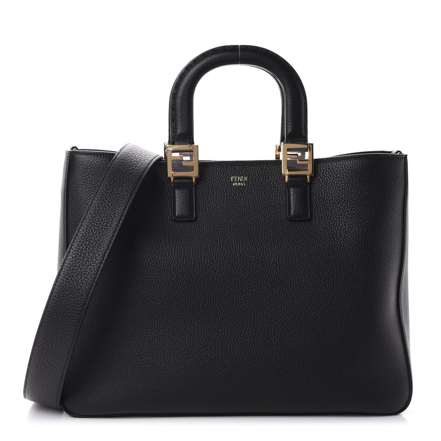 Cuoio Romano Selleria Medium FF Tote Black