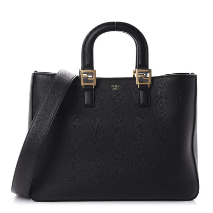 Fendi Cuoio Romano Selleria Medium FF Tote Black 1 of 10