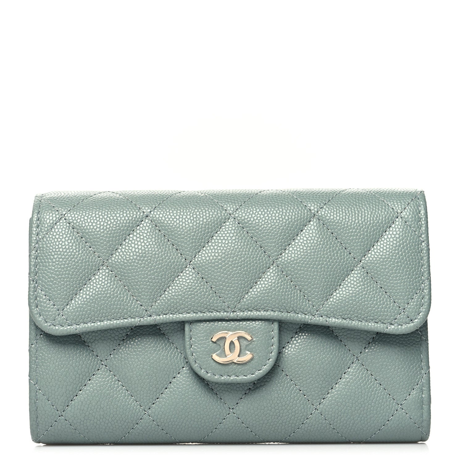Chanel Caviar Quilted Medium Flap Wallet Light Blue 1 of 10