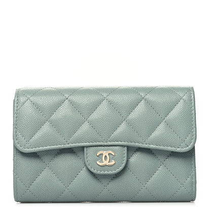 Chanel Caviar Quilted Medium Flap Wallet Light Blue 1 of 10