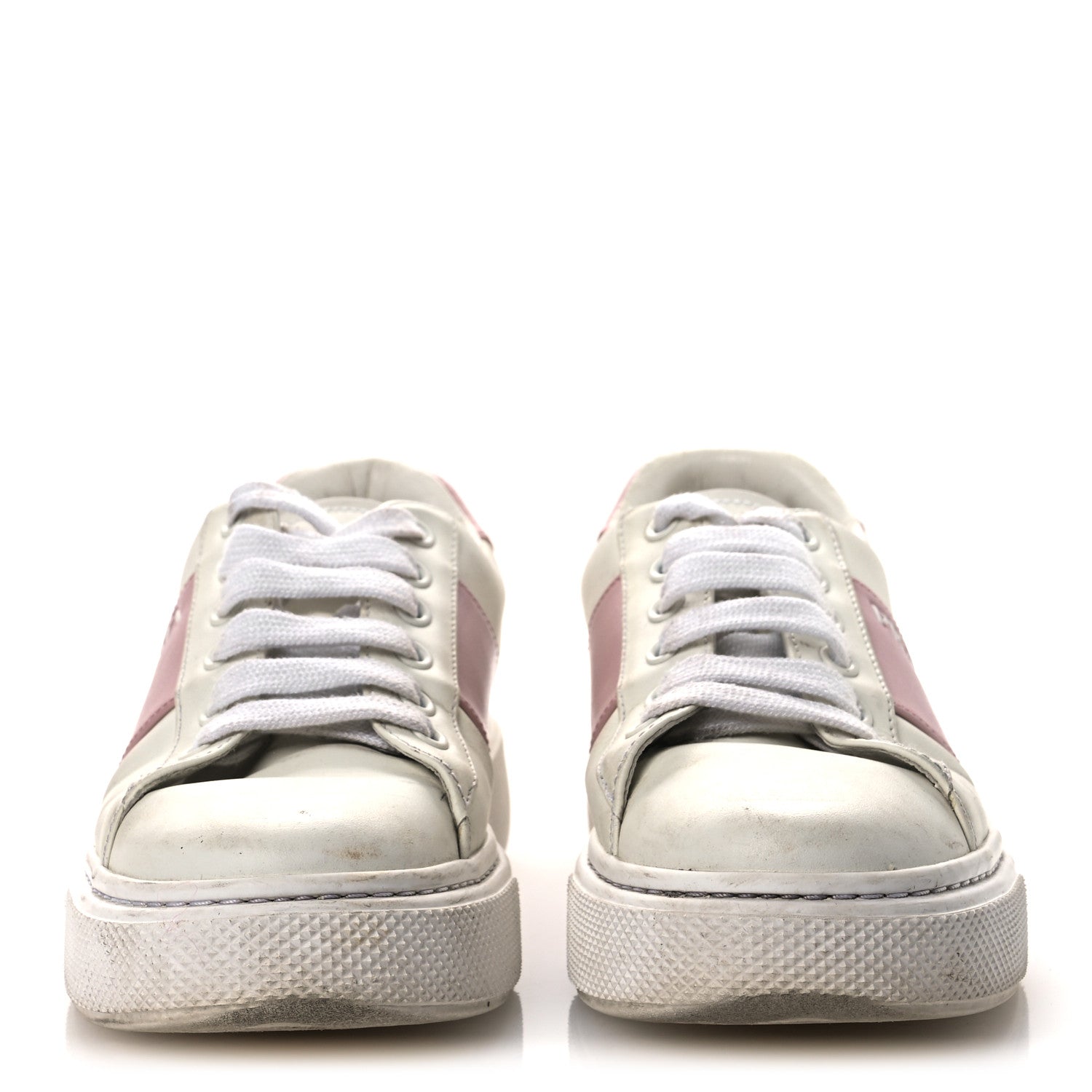 Prada Vitello Soft Logo 45mm Platform Sneakers 35.5 White Pink 3 of 15