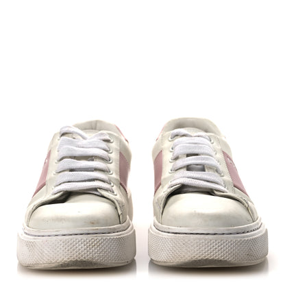 Prada Vitello Soft Logo 45mm Platform Sneakers 35.5 White Pink 3 of 15