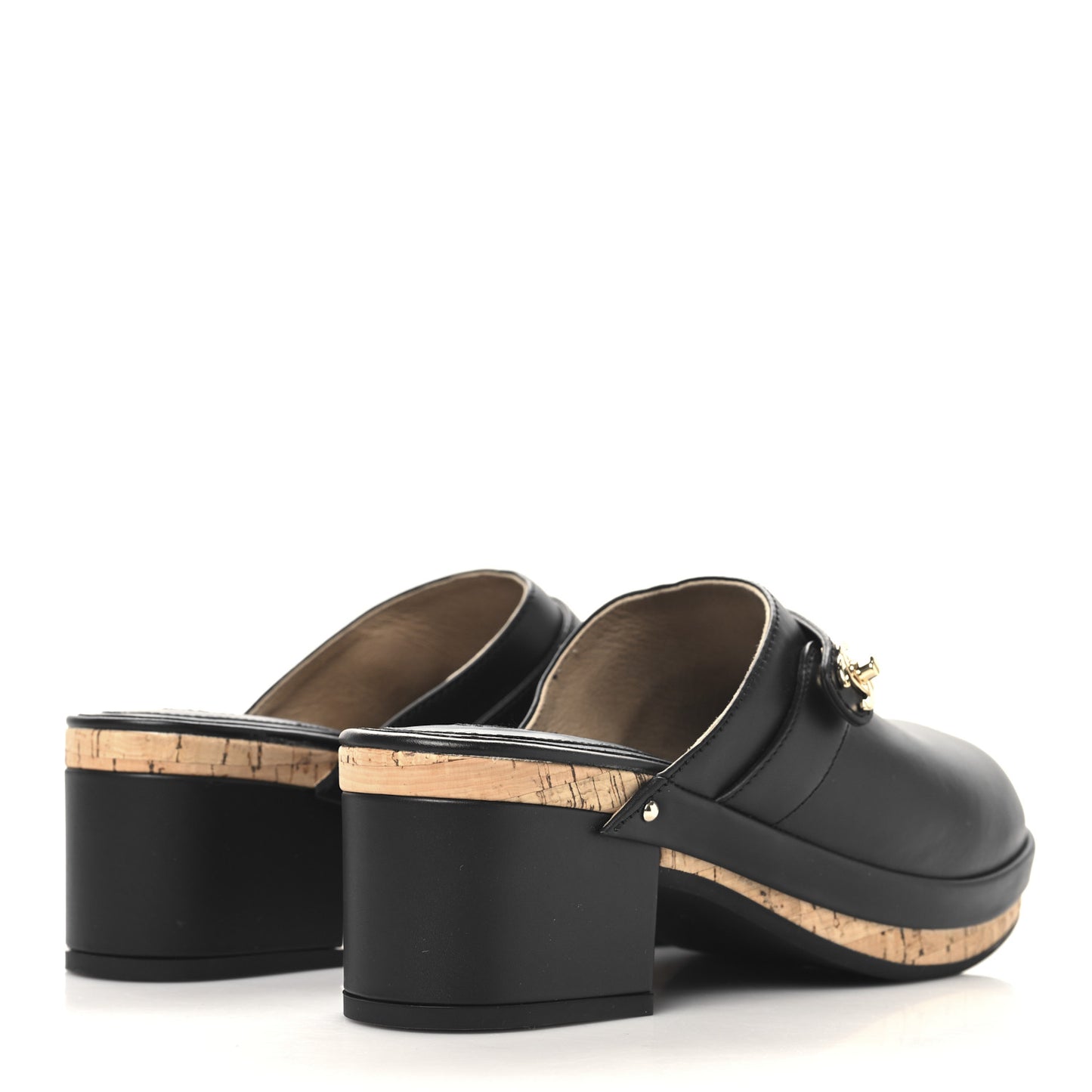 Calfskin CC Turn Lock Clogs 38 Black