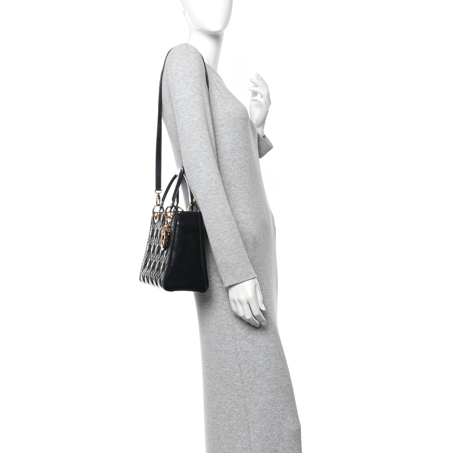Christian Dior Patent Cannage Medium Lady Dior Black 2 of 15