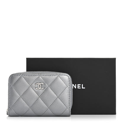 Chanel Iridescent Calfskin Quilted Zip Coin Purse Wallet Light Blue 11 of 11