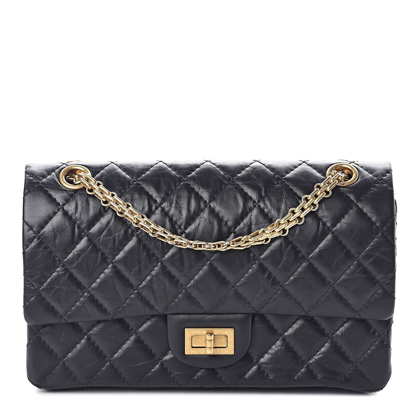 Aged Calfskin Quilted 2.55 Reissue 225 Flap Black